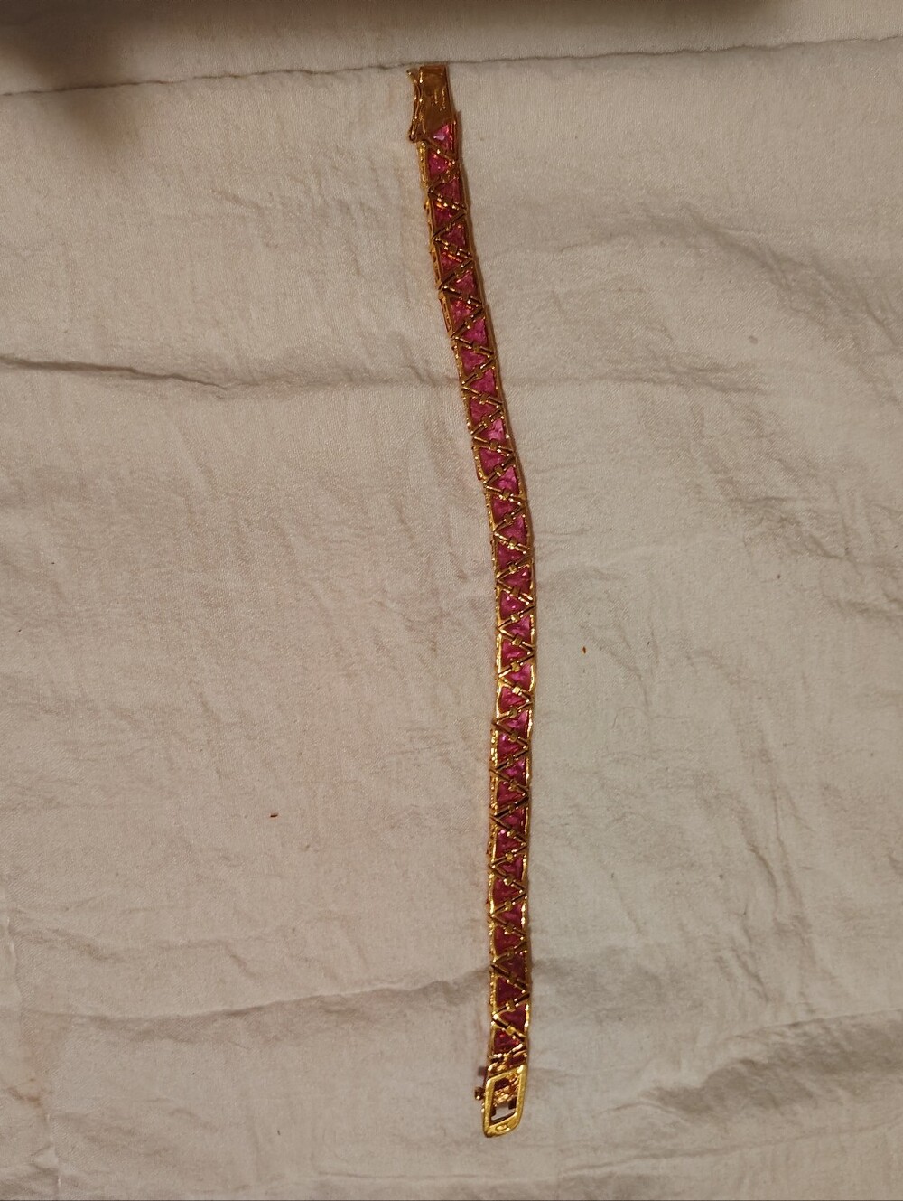 Suzanne Somers 7.5" Hot Pink Trillion CZ 925 Bracelet. - Picture 5 of 5